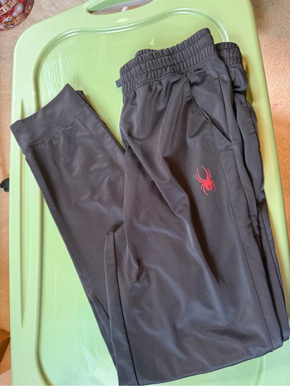 Spyder Black Joggers with Red Spider Accent